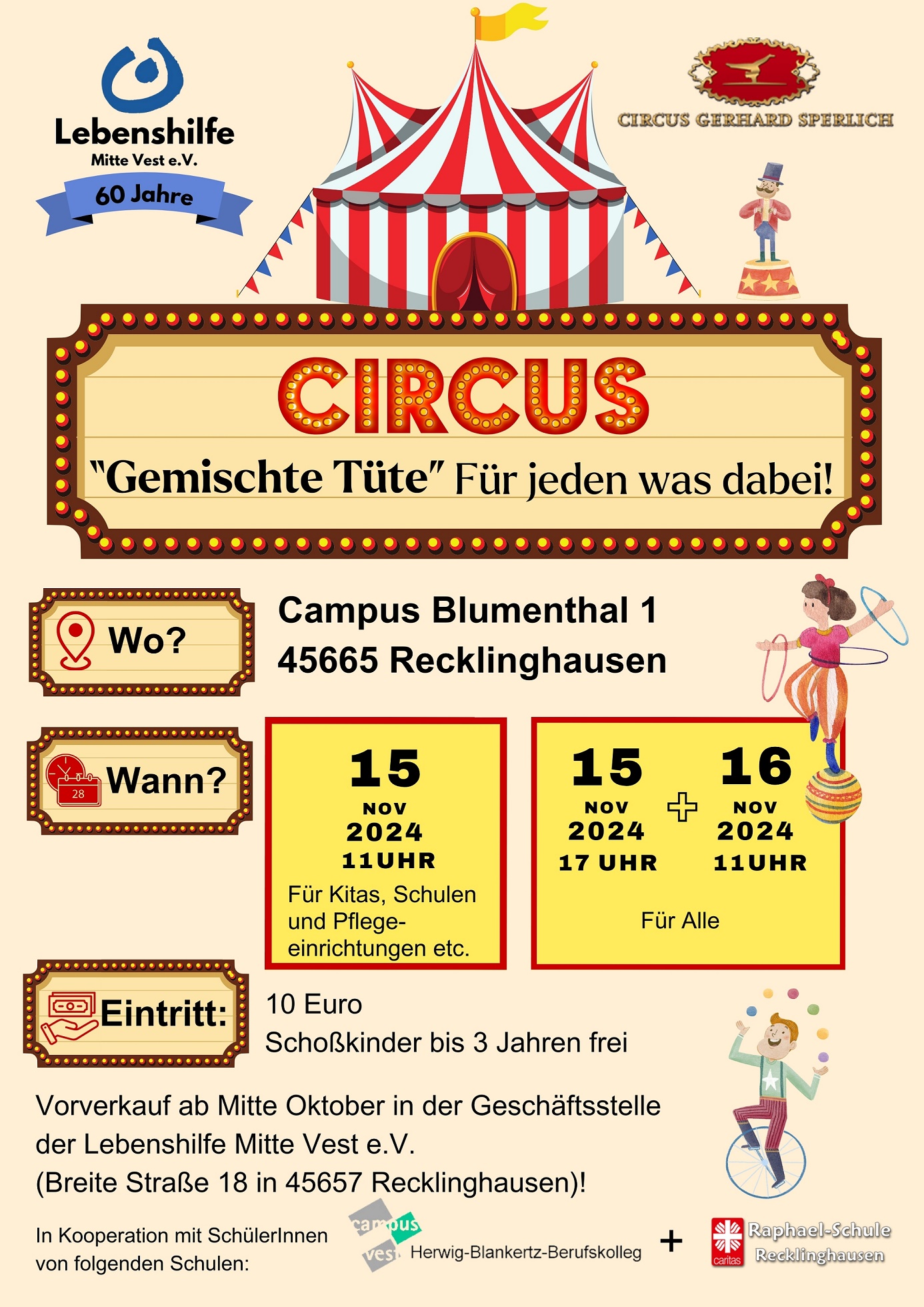 Zirkus Projekt Handzettel klein